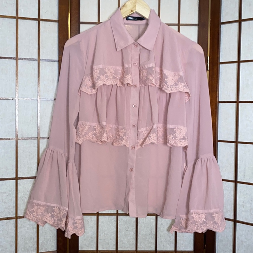 Ina Pink  Ruffle Top - Picture 2 of 3